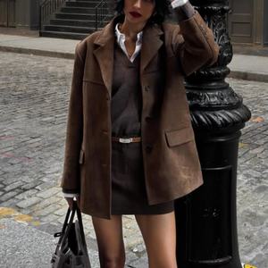 Nouveauté : Vestes personnalisées de haute qualité pour femmes, style business, décontracté, vestes simples vintage surdimensionnées en lin et coton - Product Image 2