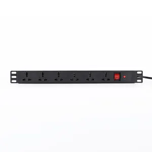 Carcasa de plástico Negro 1U Rack 6 puertos Basic Universal PDU