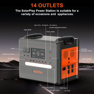 Station d'alimentation portable LiFePO4 2500W, générateur solaire 2304Wh, batterie externe compatible voiture solaire pliable 200W - Product Image 4