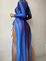Xuanlang taille haute à manches longues Ins Smock contraste couleurs longueur de plancher Sexy 3 pièces maillot de bain 2023 maillots de bain vêtements de plage