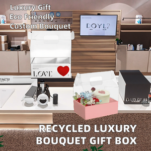 Hot Sale Recycled Luxury Custom Gold Foil Food Safe Bouquet Transparent Handheld Cake Cookie Flower Gift Box <b>Packaging</b> for - Product Image 2