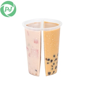 500ml/700ml dùng một lần rõ ràng nhựa đôi ngăn ly 90mm Twin có nắp đậy BOBA trà bong bóng BOBA chia sẻ ly cho hai cho lạnh - Product Image 6