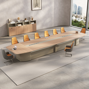 Table de conférence moderne avec finition placage, bureau de réunion de haute qualité, table de salle de réunion, mobilier de direction de luxe - Product Image 1