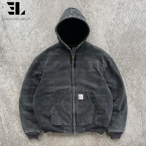 Veste <span class=keywords><strong>de</strong></span> travail LARSUR en toile <span class=keywords><strong>de</strong></span> <span class=keywords><strong>canard</strong></span> épaisse délavée et vieillie, doublée en sherpa, style Detroit, pour charpentier et ouvrier - Product Image 1
