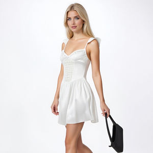 Pyjama de luxe en satin respirant et lisse pour femme, <span class=keywords><strong>robe</strong></span> de chambre florale en soie avec broderie en dentelle, col en V, longueur genou, <span class=keywords><strong>corset</strong></span> transparent pour le printemps - Product Image 2