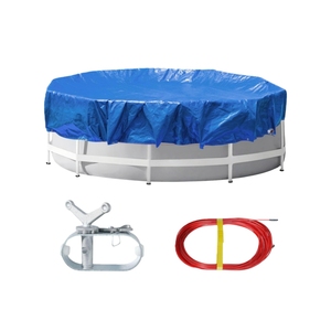 Cubierta <span class=keywords><strong>Redonda</strong></span> de 10' para <span class=keywords><strong>Piscina</strong></span> y Jacuzzi, para Piscinas Elevadas, Tela Oxford Negra, Impermeable, Resistente a los Rayos UV, Portátil - Product Image 6