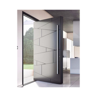 Portes d'entrée pivotantes de luxe en acier inoxydable brillant et aluminium moulé, design antivol, garantie 5 ans pour les maisons extérieures modernes