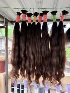 Raw Brown Human Hair Extensions for Children Soft <b>Wavy</b> Natural Texture Premium Hair Bundles for Kids <b>Wigs</b> Braiding and Styling - Product Image 2