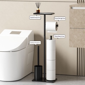 <span class=keywords><strong>Portarotolo</strong></span> da terra YOTO con porta scopino in acciaio al carbonio verniciato a polvere per bagno - Product Image 3