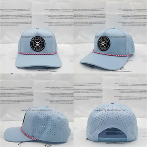 New 5 Bảng điều chỉnh mũ không thấm nước da tùy chỉnh vá 3D thêu logo cắt lỗ đục lỗ Snapback Mũ golf với dây thừng trucker cap - Product Image 3