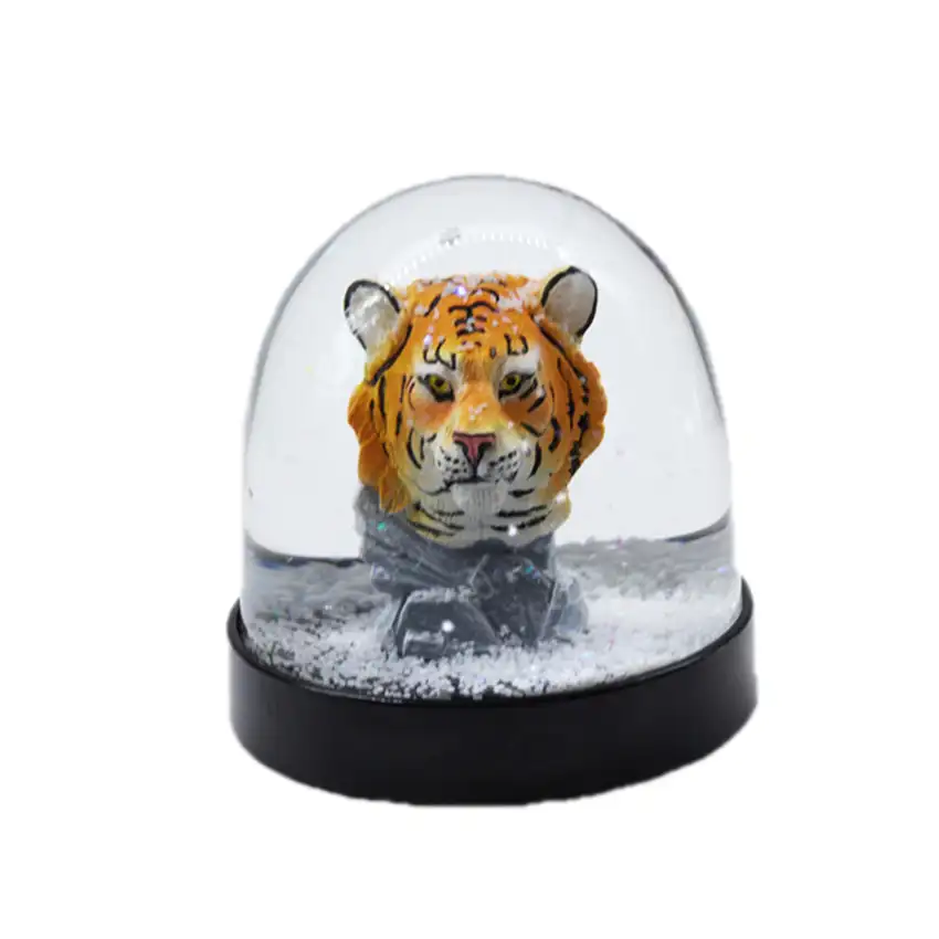 ร้อนขายราคาถูกพลาสติกหิมะโดมที่มี3D เรซิ่นเสือรูปแกะสลัก,เรซิ่นสัตว์รูปปั้นน้ำลูกโลกสำหรับตกแต่งบ้าน