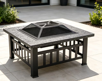 Table de foyer multifonction 4-en-1 en acier Corten pour 3 à 5 personnes, avec contrôle tactile de la flamme, durable, pour extérieur, grill et refroidisseur, facile à utiliser