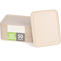 Assiettes et bols jetables écologiques en bambou avec couvercle, vaisselle pour fêtes, emballages pour la restauration rapide