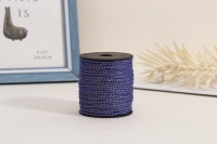 Cordon tressé durable en polypropylène 8 brins de 4 mm avec fil doré/argenté sur bobine noire pour vêtements et emballages cadeaux