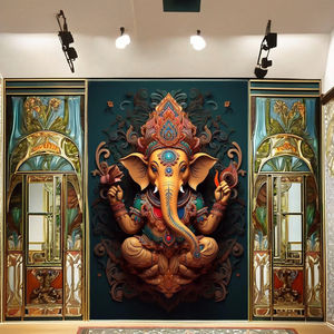<span class=keywords><strong>Peinture</strong></span> <span class=keywords><strong>sur</strong></span> toile moderne de luxe, affiche de portrait de dieu Ganesha de l'Inde, imprime des peintures murales décoratives indiennes - Product Image 1