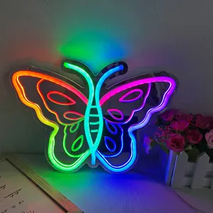 Divatla - Espelho de néon borboleta personalizado, tubo de néon personalizado para decoração de quarto de casamento com luzes LED