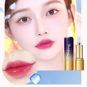 Rossetto Trasparente Effetto Gelatina con Fiori, Balsamo Labbra Idratante e Nutriente, Non Appiccicoso, Cambia Colore con la Temperatura, Rossetto con Lamina d'Oro - Product Image 4