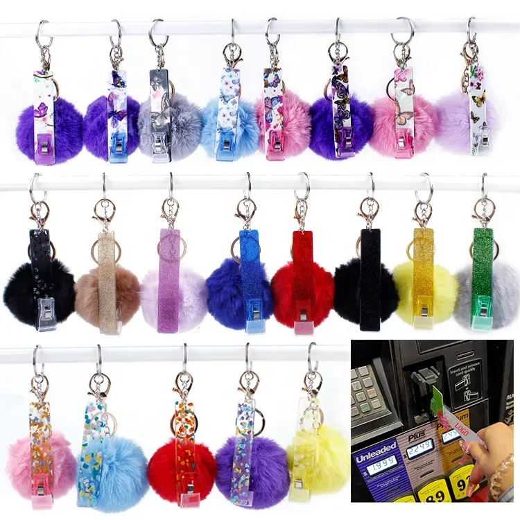 Factory Acrylic Keychain Credit ATM Card Clip Keyring Card Puller Keychains Card Grabber For Long Nails