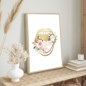 Kunstwerk für Zahnklinik-Hintergrundwand, Flur, Schönheitssalon, Abstraktes Minimalistisches Modernes Ölgemälde auf Leinwand, Zahnpflege-Motiv - Product Image 1