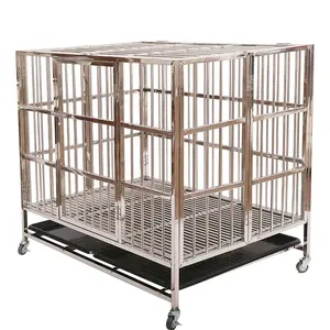 Wholesale colorful playpen dogs-Dog Crate Kennel Playpen Large Strong Metal Cage for Large Dogs with Two Prevent Escape Lock and Four Lockable Wheels