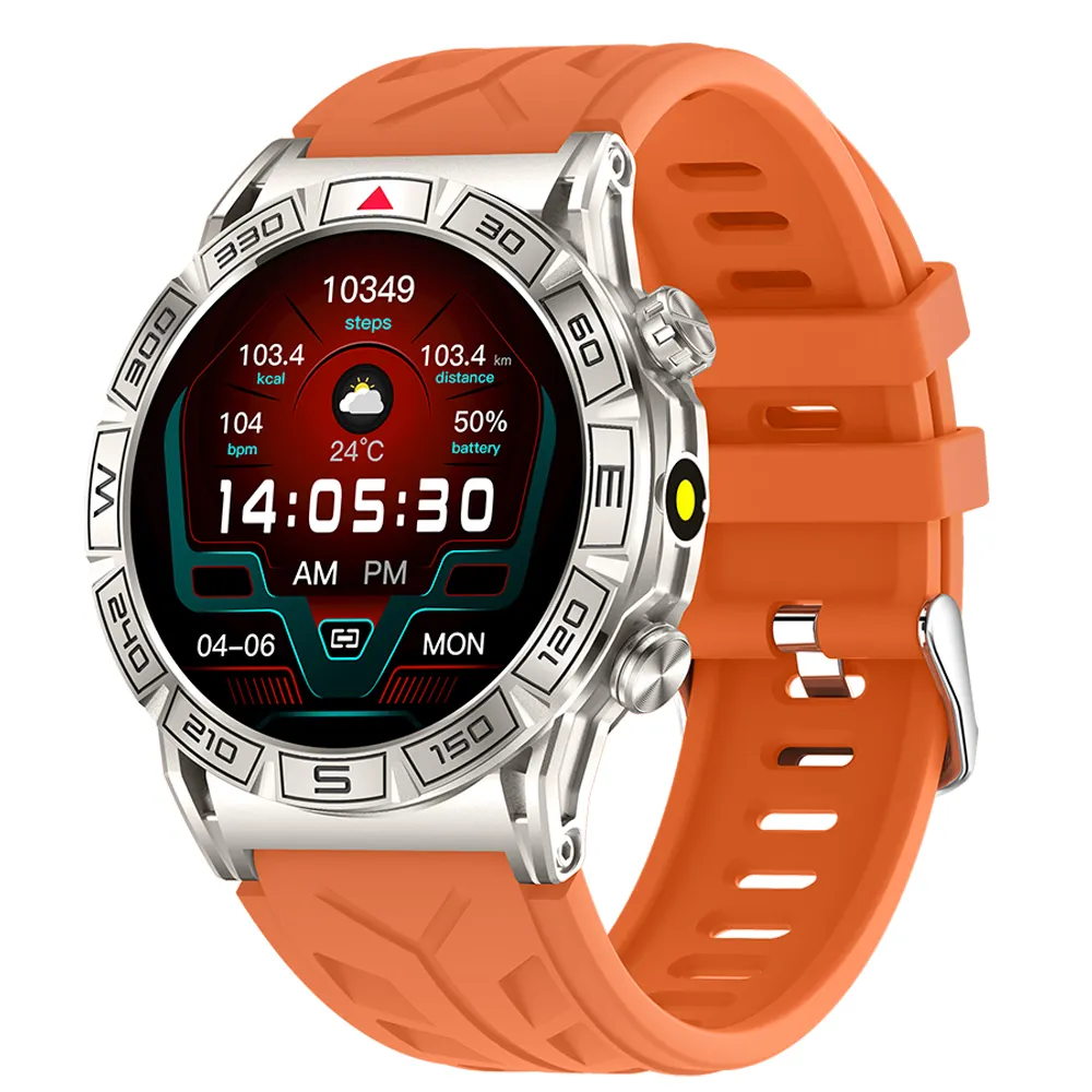 2024 Neuzugang KC80 Outdoor Sport Smartwatch 1,43'' AMOLED 466*466 1AMT wasserdichte Kompass-Taschenlampe für Herren