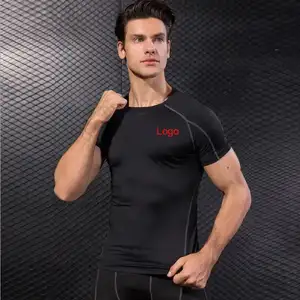 Hochwertige Herren Fitness Training Jogging Gym T-Shirts Custom Print Logo Größe T-Shirt Kompression shemd