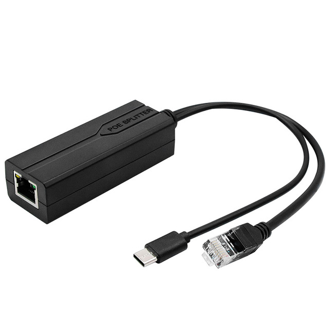 Ethernet Rj45 48V to Type C 5V 3A POE Splitter Supply Adapter for Non POE Device