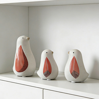 Ensemble de décorations d'oiseaux en céramique sur le thème de la famille, figurines d'oiseaux minimalistes faites à la main, vente en gros, cadeaux de décoration pour la maison