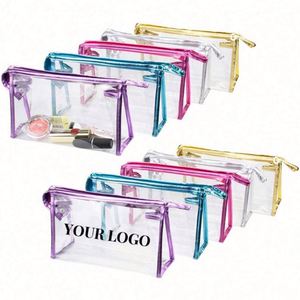 Custom Logo Waterproof <b>Transparent</b> PVC Cosmetic <b>Bag</b> Portable Travel Bathroom Wash <b>Bag</b> Clear <b>Makeup</b> Pouch - Product Image 1