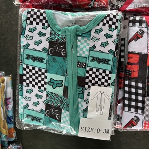 웨스턴 프린팅 특별 행사 대량 배송 준비 완료된 대나무 소재 여아 파자마 스타일 캐릭터 프린트 롬퍼 아기 대나무 지퍼 박스 - Product Image 5