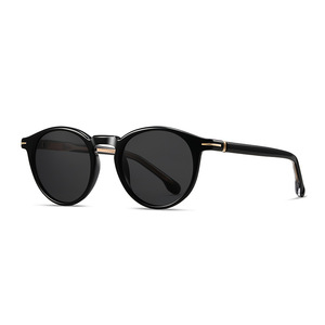 S31235 Unisex <b>Sunglasses</b> Black Full Rim TAC Polarized UV400 Protection <b>Round</b> Frame - Product Image 1