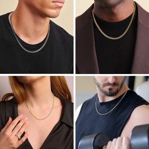 Chaîne de cou gourmette Miami Cuban pour hommes et femmes, <span class=keywords><strong>en</strong></span> acier inoxydable 316L plaqué or 14K, inaltérable - Product Image 6