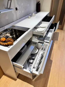 Gabinete de Cocina Blanco de Estilo Moderno Personalizado con Estantes Extraíbles, Herrajes de Almacenamiento Multifuncionales para Hogares Contemporáneos - Product Image 4