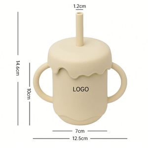 Custom Reusable Anti Spill Silicone Baby Sippy Bpa Free Spill-Proof Straw Toddler <b>Kids</b> Mealtime Drink <b>Cup</b> With Cover - Product Image 1