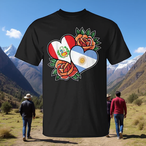 Camiseta con la bandera peruano-argentina de medio corazón - Product Image 3
