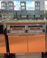 Freidora de gas de doble tanque de acero inoxidable 304 de alta resistencia para patatas fritas, para cocina de restaurante de comida rápida comercial, tipo Henny Penny
