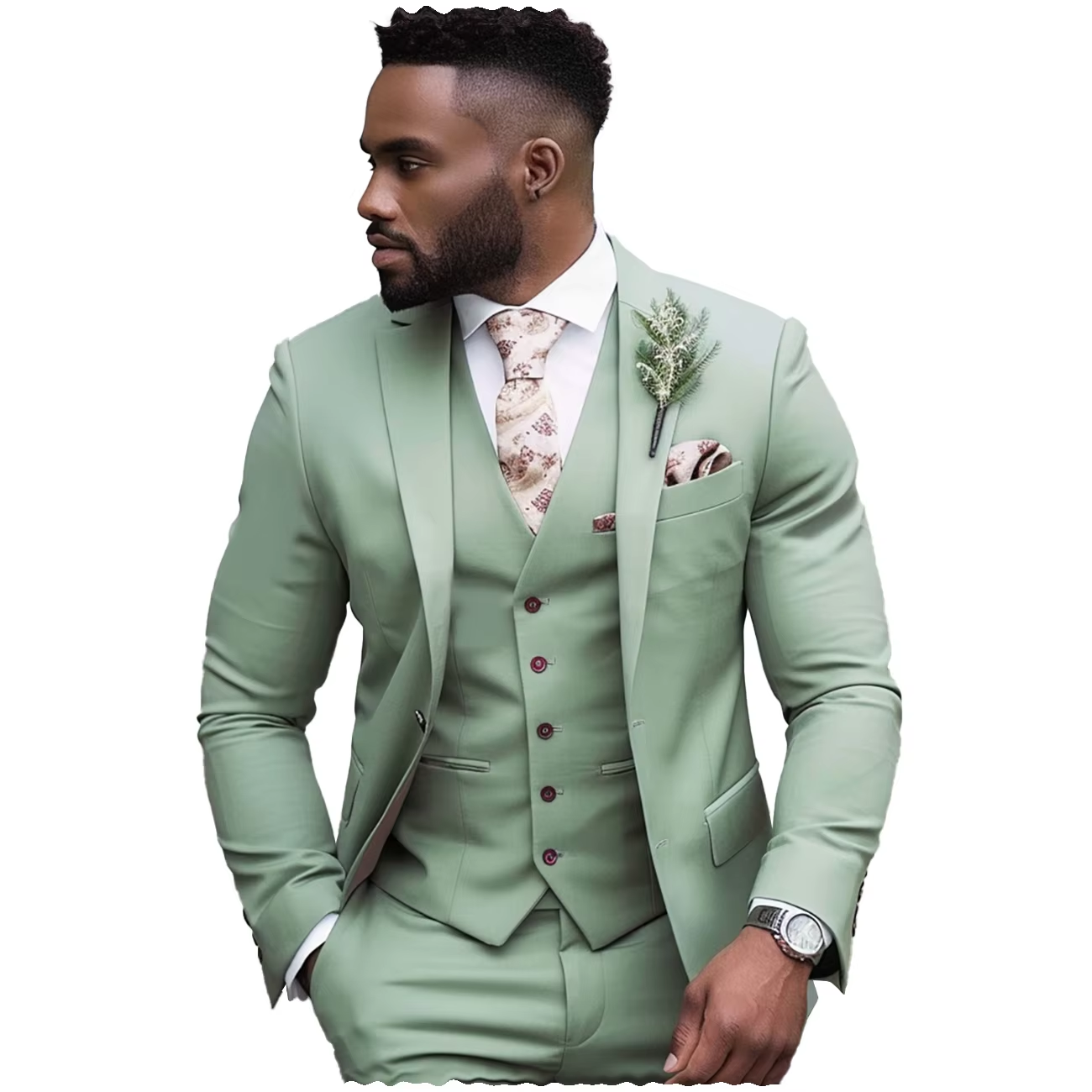 Elegant Sage Green Men's Tuxedo Suits for Party & Wedding Elegant Sage Green Men's Tuxedo Suits for Party & Wedding