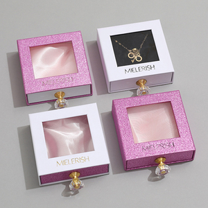 Custom Logo Drawer Jewelry Packaging <b>Gift</b> <b>Box</b> with Window Sliding Cardboard Paper Jewellery Pull Out Storage <b>Box</b> with Crystals - Product Image 1