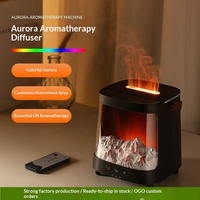 Diffuseur d'arômes Aurora Montagne-Neige Nouvelle Génération Transfrontalier pour Maison, Chambre, Bureau – Diffuseur d'Huiles Essentielles à Effet Flamme et Ions Négatifs