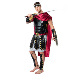 Disfraz de Guerrero Romano para Hombre Adulto, Disfraz de Halloween, Traje para Representaciones Escénicas, Armadura Negra, Roja y Dorada, Espada y Escudo - Product Image 4
