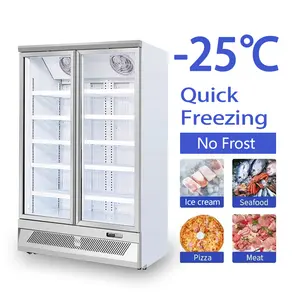 Large Capacity Commercial Glass Door Display Refrigerator Supermarket Equipment freezer with LED Light
