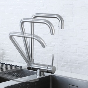 304 acier inoxydable brossé évier mélangeur fenêtre intérieure pliant 360 Rotation bain cuisine évier robinet - Product Image 2