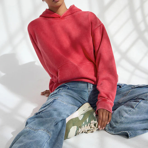 OEM/ODM Custom <b>Polyester</b>/Cotton French Terry Printed Blank Distressed Pullover Boxy <b>Hoodie</b> Winter Autumn Vintage Acid Wash - Product Image 2