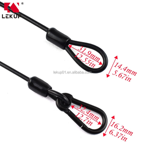 Câble <span class=keywords><strong>de</strong></span> sécurité flexible noir 5/32'' en acier inoxydable 7x7 recouvert <span class=keywords><strong>de</strong></span> vinyle avec crochet, élingue <span class=keywords><strong>de</strong></span> sécurité robuste - Product Image 2