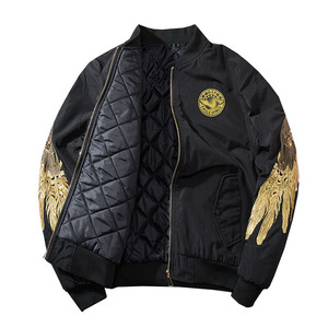 Blousons universitaires style streetwear en gros avec broderie d'ailes, blouson de baseball tendance pour couple, jeune pilote - Product Image 2