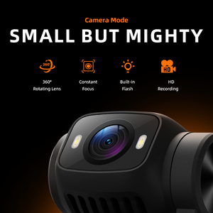 CE FCC Rohs DJ01 HD 360 °   Videocamera Sportiva Rotante a 360° con Luce di Riempimento, Supporto Memoria Fino a 128GB, Action Cam - Product Image 3