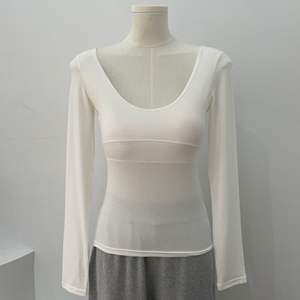 <span class=keywords><strong>BM</strong></span> haute qualité Ballet-Style femmes col rond à manches longues T-Shirt à la mode coton couche de base haut pour l'automne Yoga porter - Product Image 6