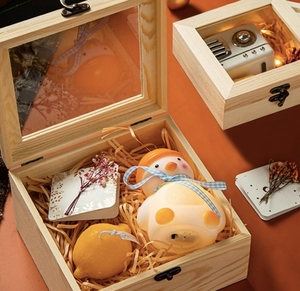 अनुकूलित लकड़ी की चाय बॉक्स, लकड़ी का उपहार बॉक्स, सादे रंगीन लकड़ी के स्मारिका भंडारण बॉक्स - Product Image 2