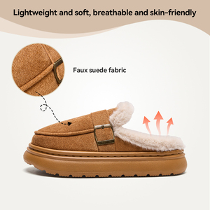 Pantofole <span class=keywords><strong>da</strong></span> <span class=keywords><strong>donna</strong></span> con tacco chiuso, calde, antiscivolo, per interni ed esterni, con collo in pelliccia sintetica - Product Image 4