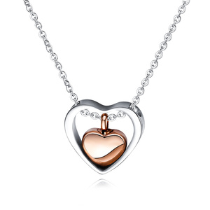Venta caliente de doble capa corazón encanto corazón diseño cremación urna recuerdo colgante botella collar con accesorio - Product Image 6